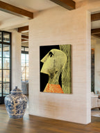 Yellow Figure – Surreal Graphic Engraving Portrait Wall Art 475