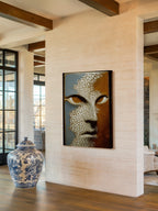 Stone Whisper – Surreal Dual-Tone Mask Wall Art 548