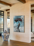 Crimson Breeze – Surreal Folk Floral Figure Wall Art 597