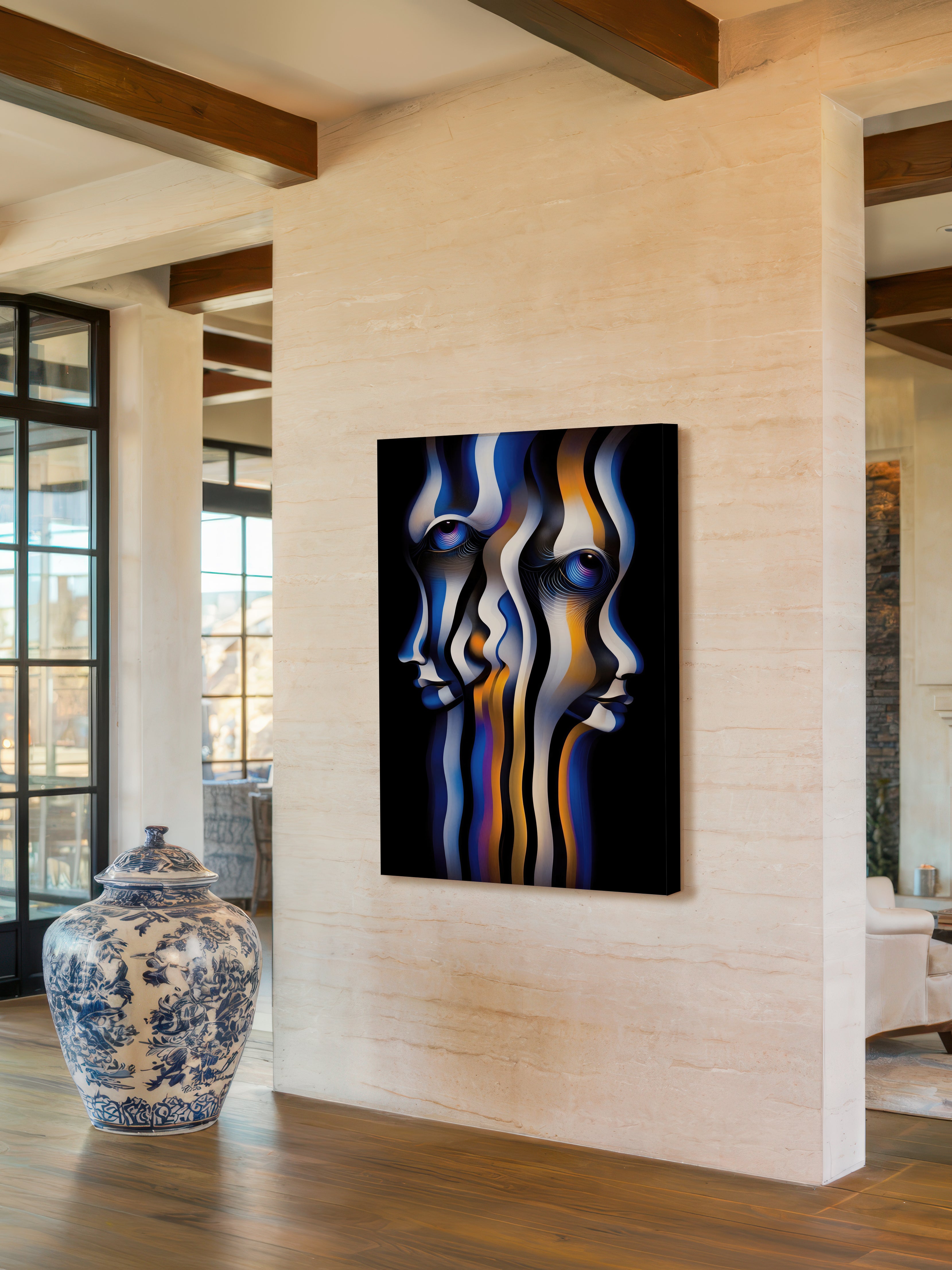 Divergent Vision – Surreal Blue Orange Portrait Wall Art 528
