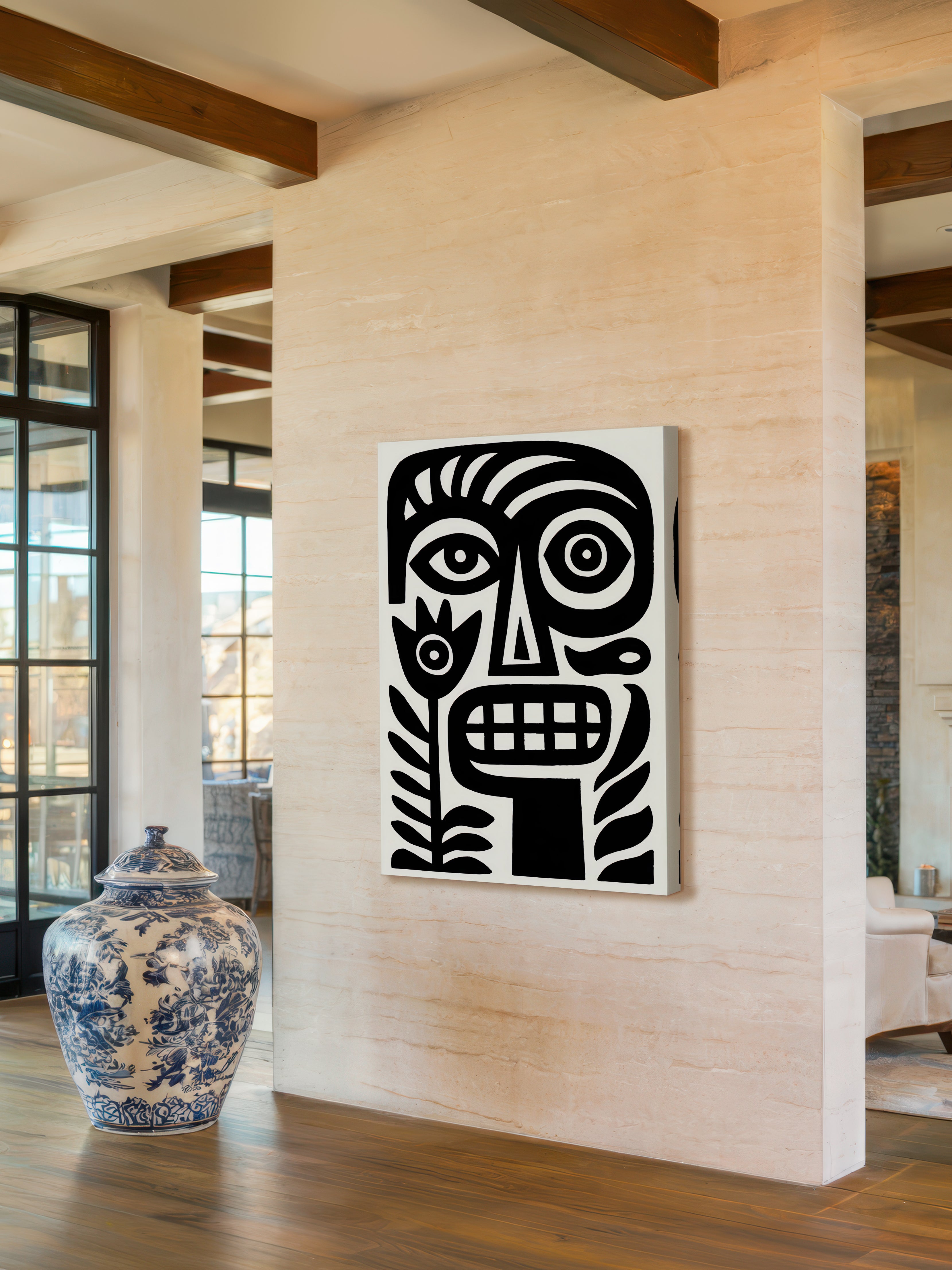 Plant Face Folk – Surreal Primitive Folk Print Wall Art 437