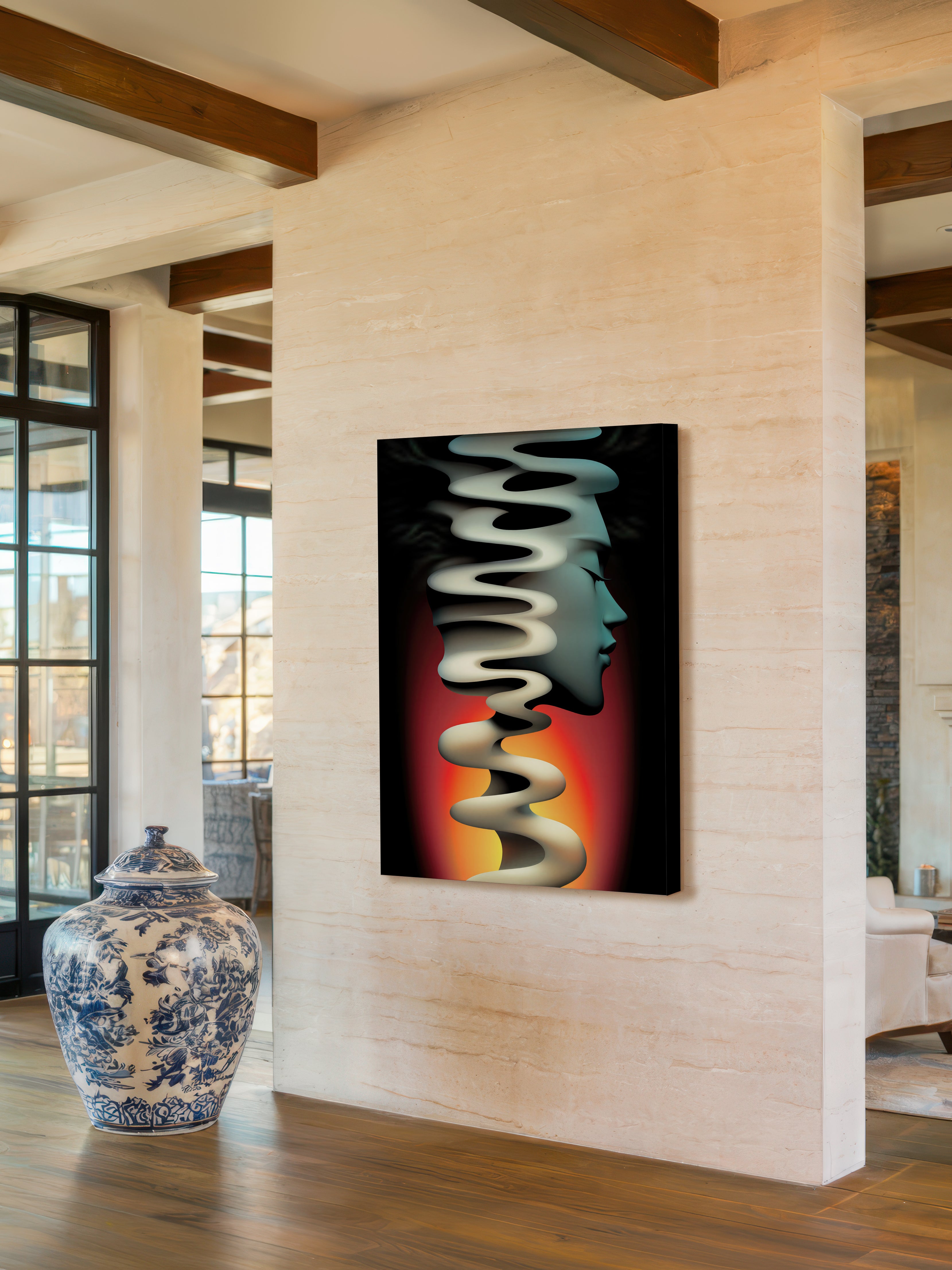 Fluid Mind – Surreal Teal Abstract Portrait Wall Art 513
