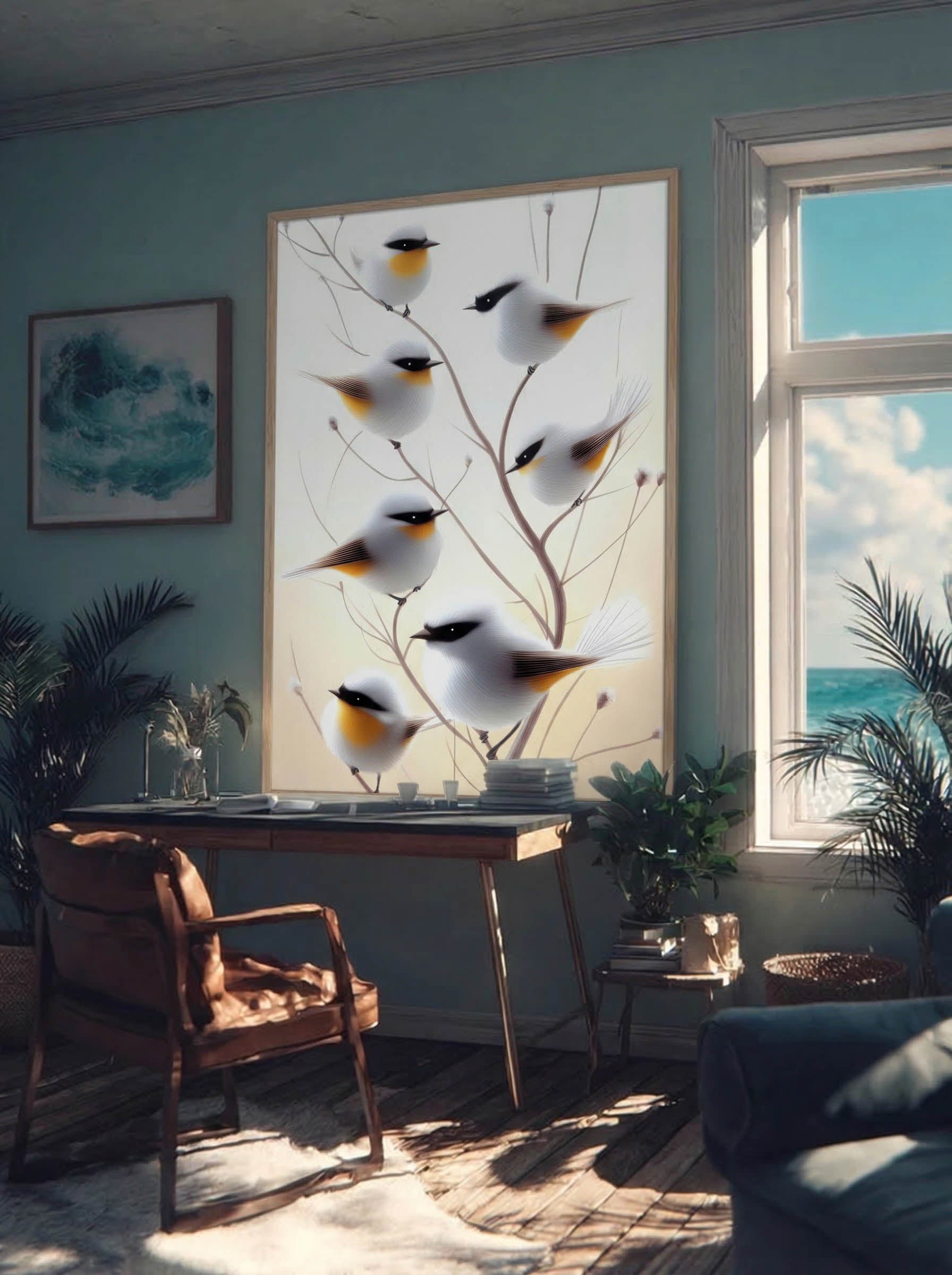 Frosty Morning Songbirds – Surreal Winter Nature Bird Wall Art 201 Secondary image
