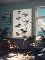 Frosty Morning Songbirds – Surreal Winter Nature Bird Wall Art 201