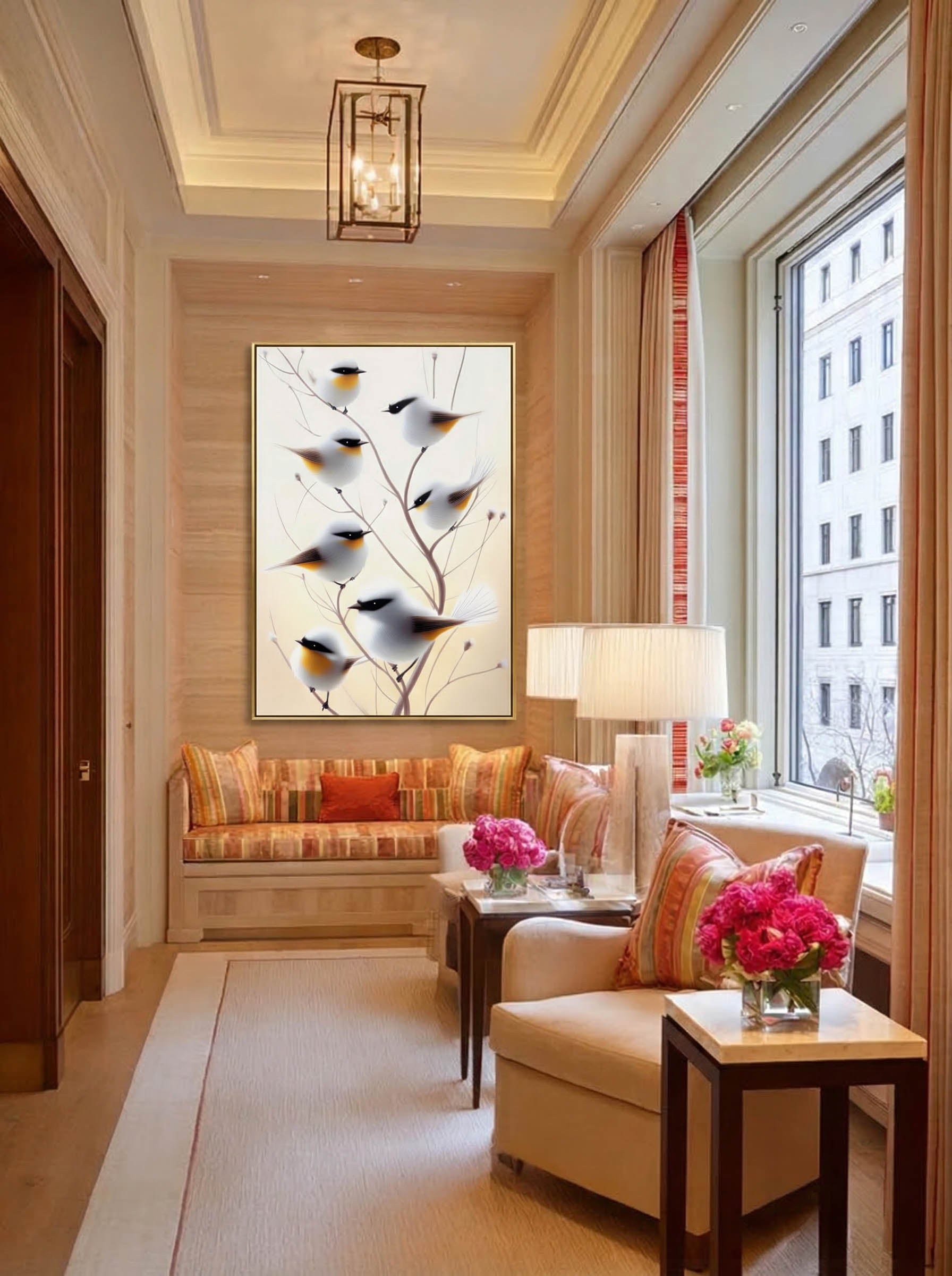 Frosty Morning Songbirds – Surreal Winter Nature Bird Wall Art 201