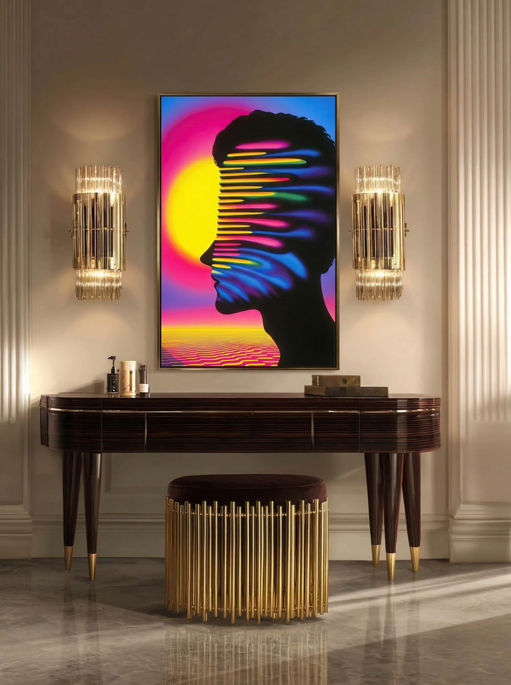 Psychedelic Pop Portrait – Surreal Vivid Color Wall Art 204