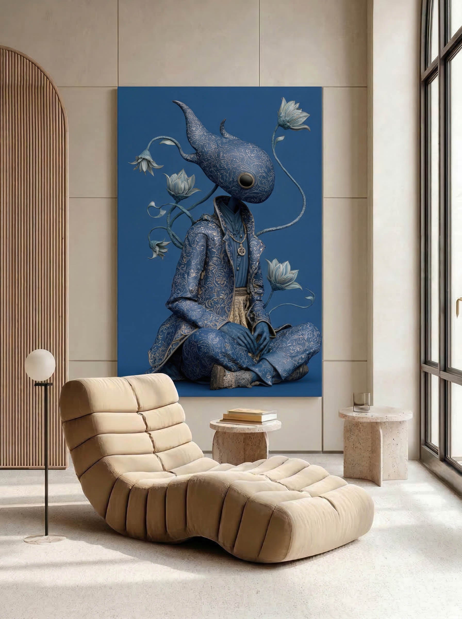 Stylized Mythic Figure – Surreal Ancient Symbol Wall Art 209