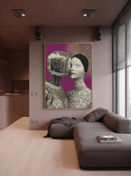 Stylized Connection – Surreal Abstract Figure Duo Wall Art 229