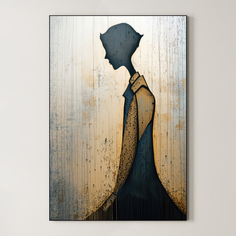 Still Coat – Surreal Urban Textured Silhouette Wall Art 476