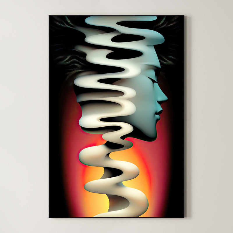 Fluid Mind – Surreal Teal Abstract Portrait Wall Art 513 Main image