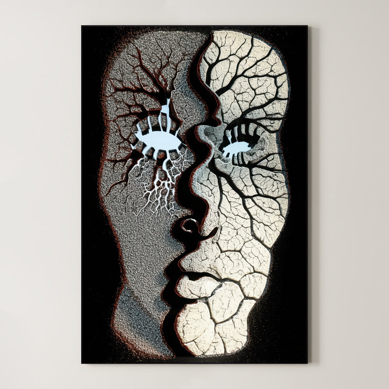 Divided Reflection – Surreal Fractured Duality Wall Art 539 Main image