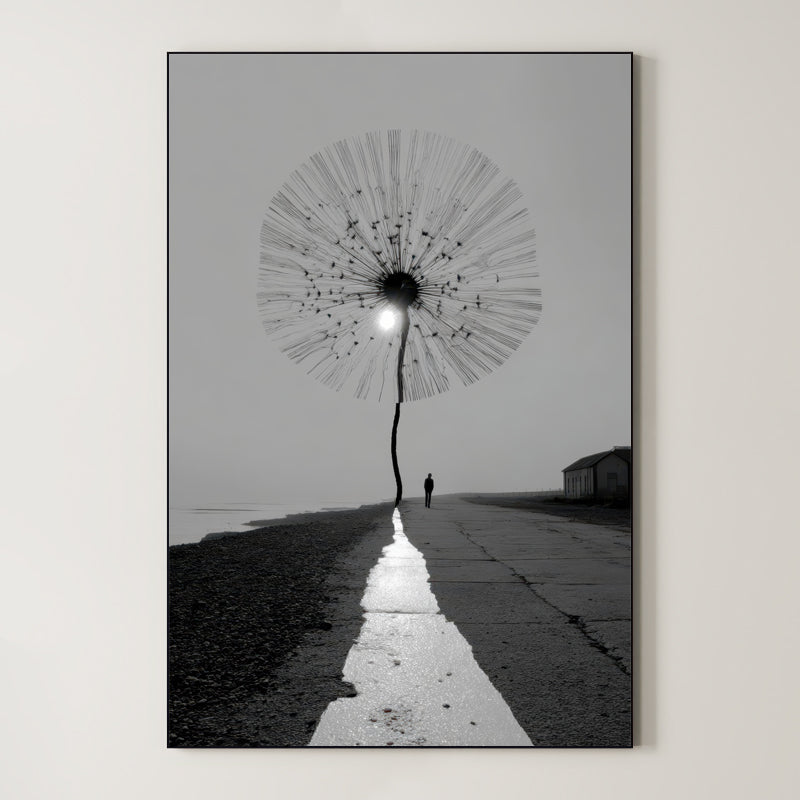 Solitary Seed – Surreal Minimalist Coastal Dandelion Wall Art 480