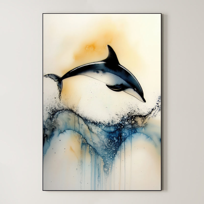 Ocean Leap – Surreal Ink Splash Marine Wildlife Wall Art 294 Main image