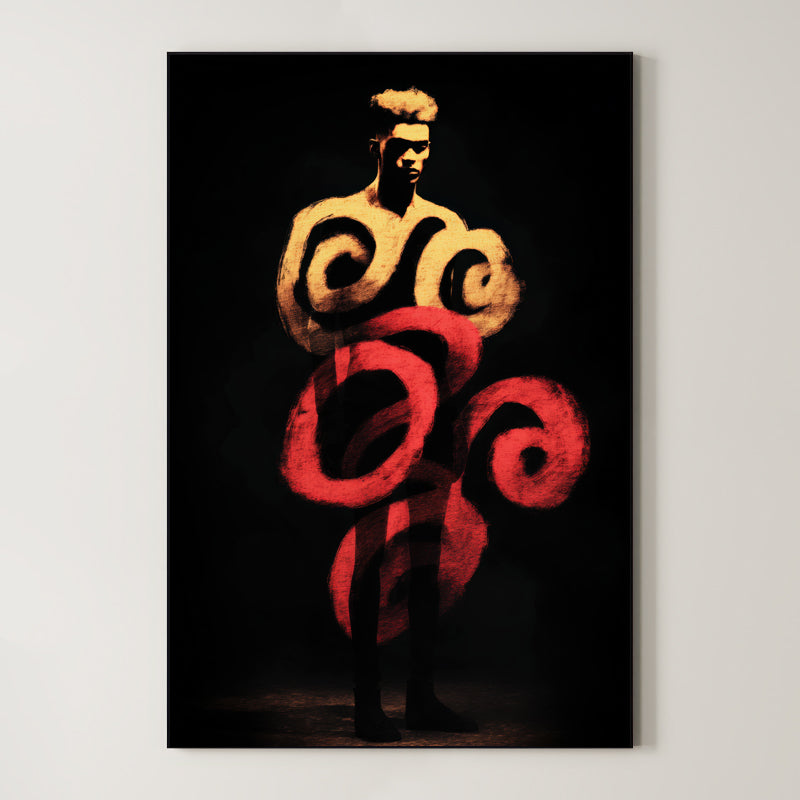 Crimson Coil – Surreal Expressionist Silhouette Abstract Wall Art 268