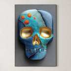 Teal Skull – Surreal Kintsugi Skull Wall Art 407
