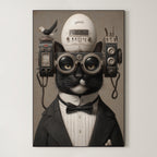 The Scholarly Aeronaut – Surreal Steampunk Tuxedo Cat Wall Art 198