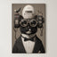 The Scholarly Aeronaut – Surreal Steampunk Tuxedo Cat Wall Art 198