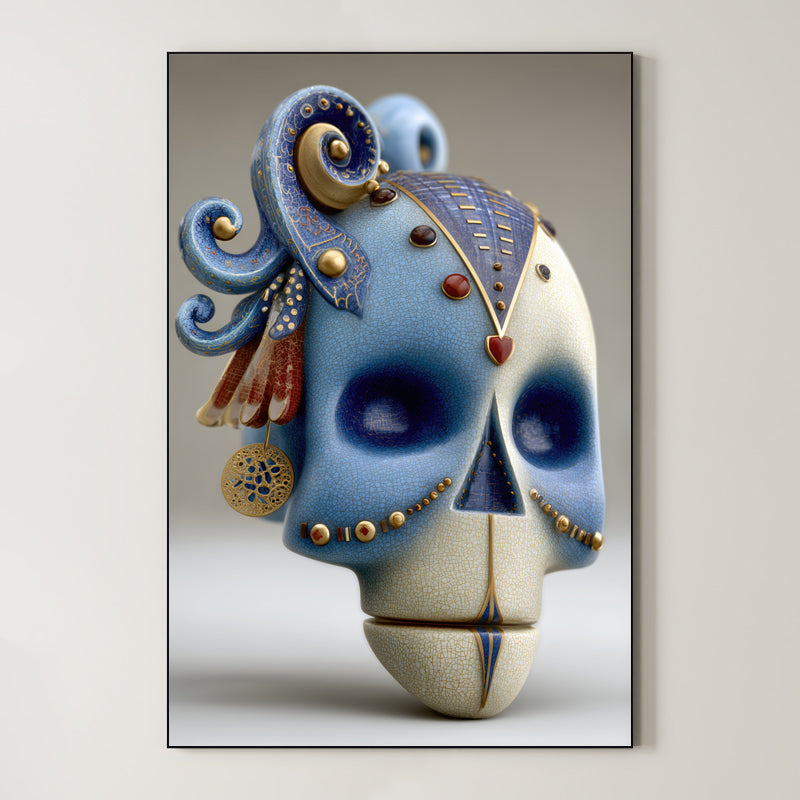 Cerulean Elegance – Surreal Ceramic Ornate Wall Art 465 Main image