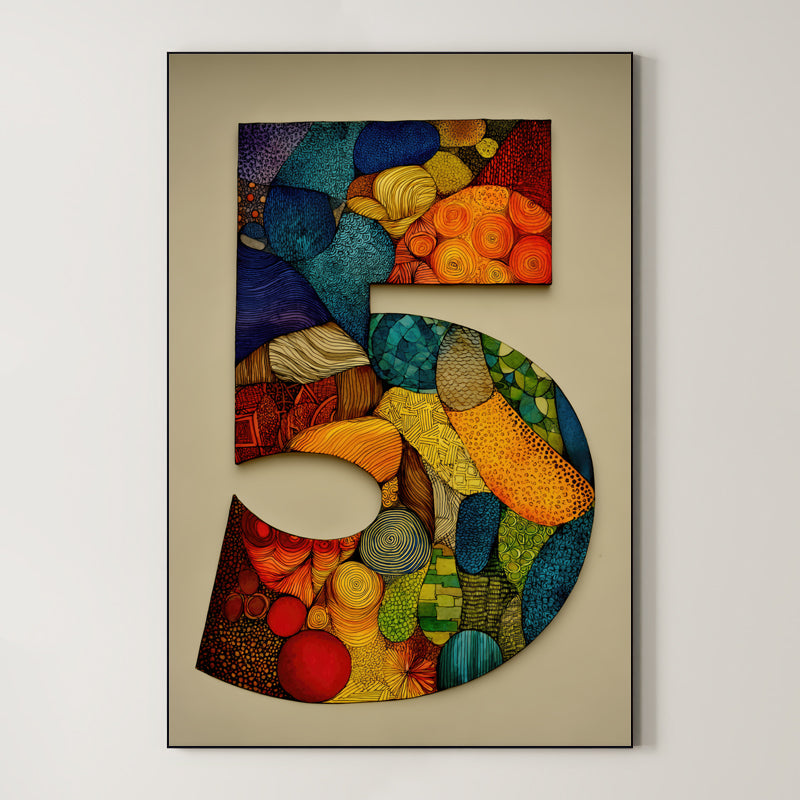 Mosaic Number Five – Surreal Graphic Symbol Wall Art 244 Main image