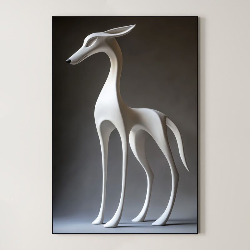 Ethereal Echo – Surreal Minimalist Greyhound Sculpture Wall Art 195