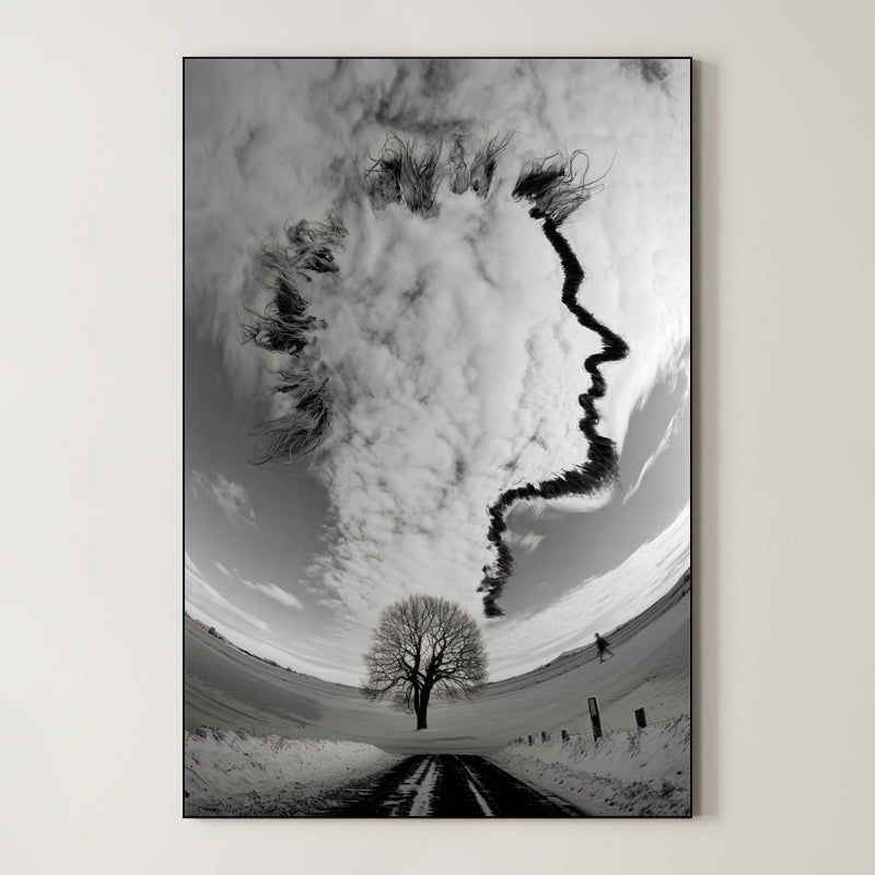 Winter Face Sky – Surreal Cloud Portrait Landscape Wall Art 447 Main image