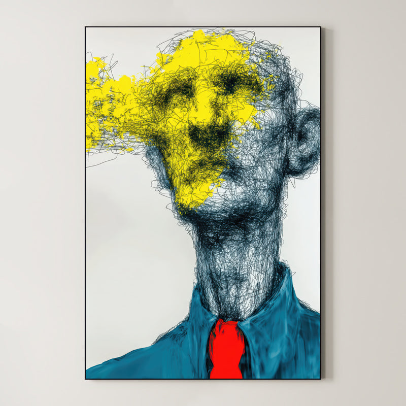 Yellow Splash – Surreal Expressive Line Portrait Wall Art 426