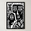 Faces and Symbols – Surreal Folk Art Totem Wall Art 438