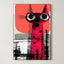 Retro Graphic Feline – Surreal Vintage Cat Wall Art 384
