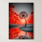 Crimson River Dandelion – Surreal Nature Wall Art 485
