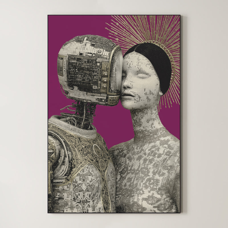 Stylized Connection – Surreal Abstract Figure Duo Wall Art 229