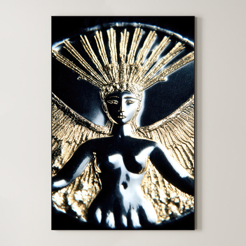 Radiant Wings – Surreal Gold Relief Figure Wall Art 584