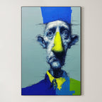 Blue Hat Man – Surreal Expressive Cross-Hatch Wall Art 425