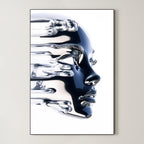 Liquid Peel – Surreal Dissolving Chrome Portrait Wall Art 577