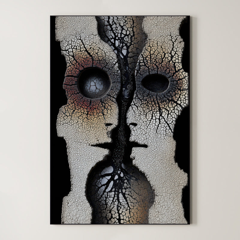 Stone Resonance – Surreal Wabi Sabi Dual Profile Wall Art 587