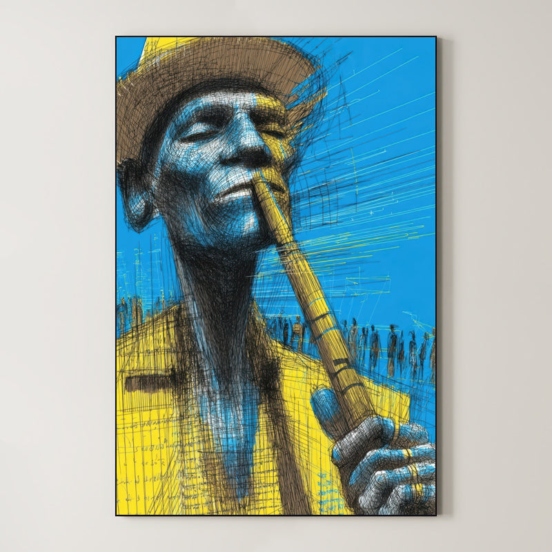 Blue Note Player – Surreal Expressive Musician Wall Art 430 Main image