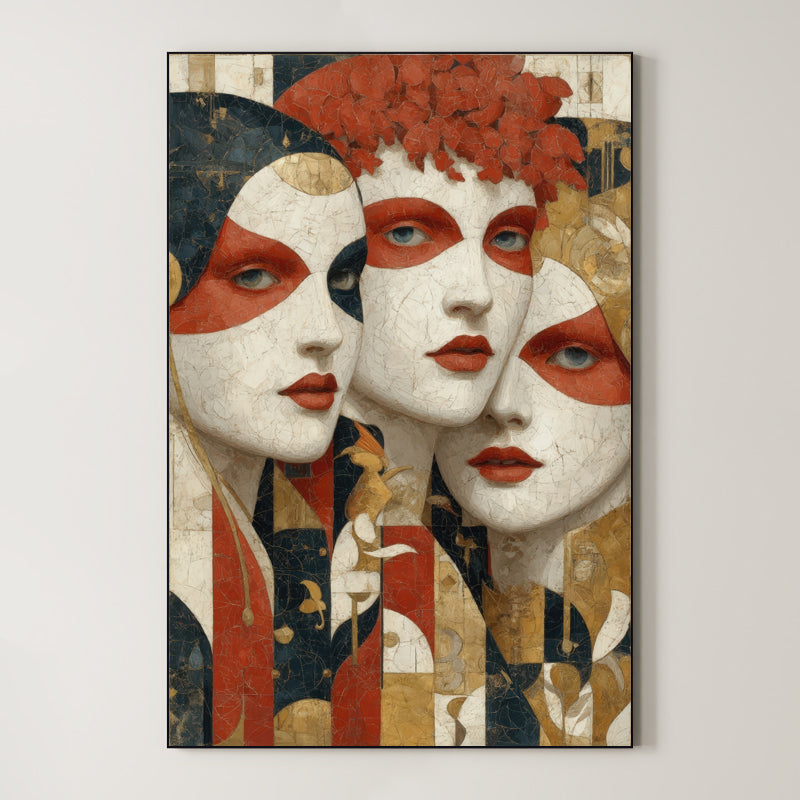Contemporary Harlequin Trio – Surreal Whimsical Wall Art 163 Main image