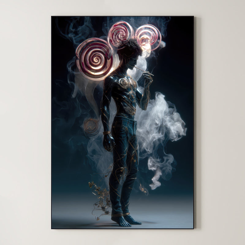 Neon Reverie – Surreal Atmospheric Gold Wire Wall Art 472 Main image