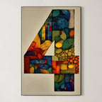 Mosaic Number Four – Surreal Graphic Symbol Wall Art 246