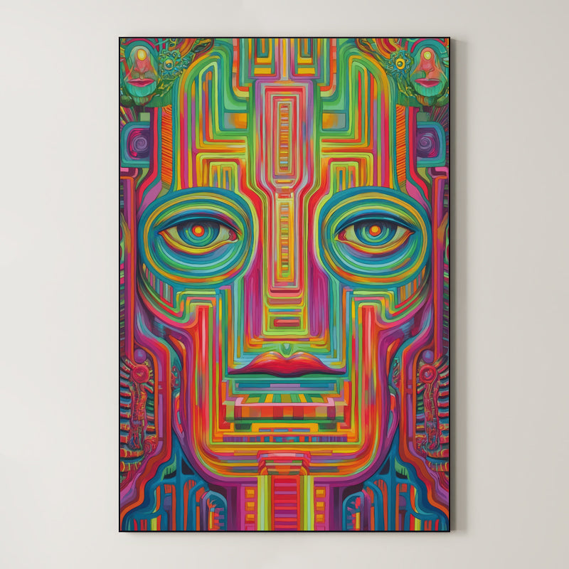 Folk Psychedelic Portrait – Surreal Folk Art Wall Art 126
