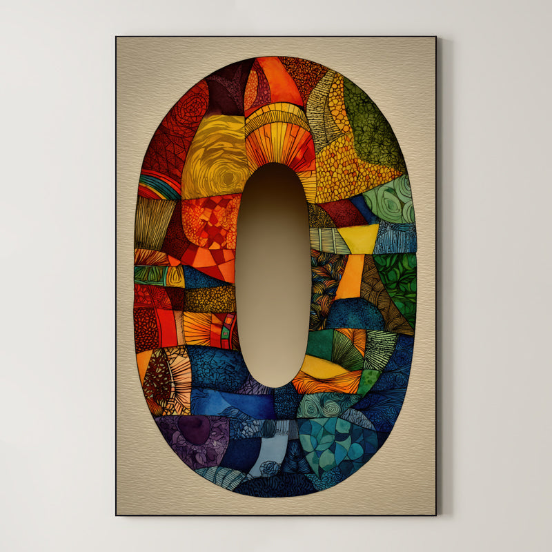 Mosaic Number Zero – Surreal Graphic Symbol Wall Art 251