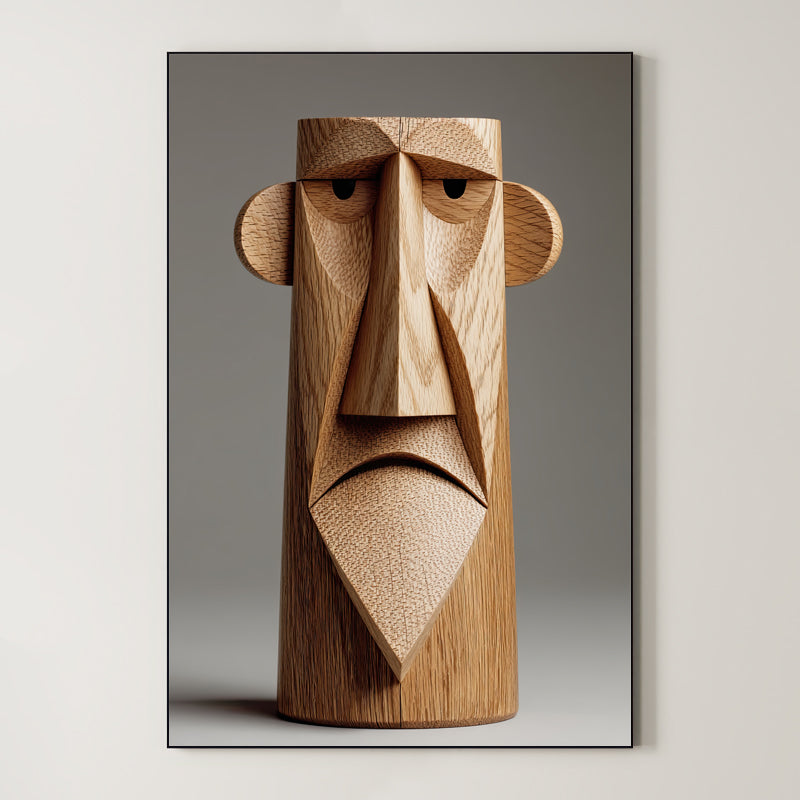 Wooden Face Sculpture – Surreal Sculptural Wall Art 101 Main image