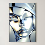 Chrome Mask – Surreal Liquid Metal Portrait Wall Art 576