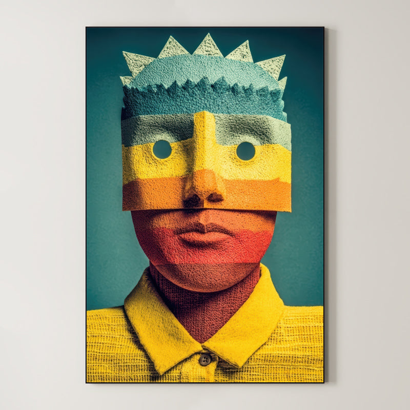Banded Face – Surreal Craft Textile Portrait Wall Art 456 Main image