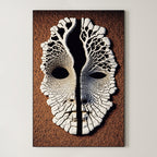 Neural Divide – Surreal Minimalist Mask Wall Art 538