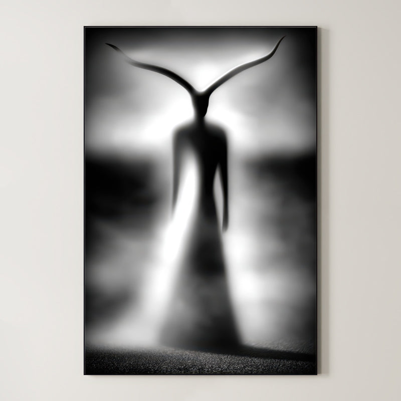 Night Presence – Surreal Monochromatic Figure Wall Art 545