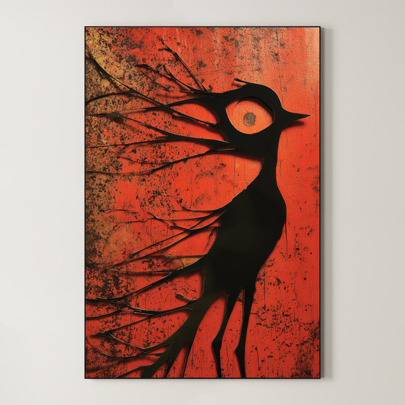 Crimson Flight – Surreal Minimalist Bird Wall Art 589 Main image