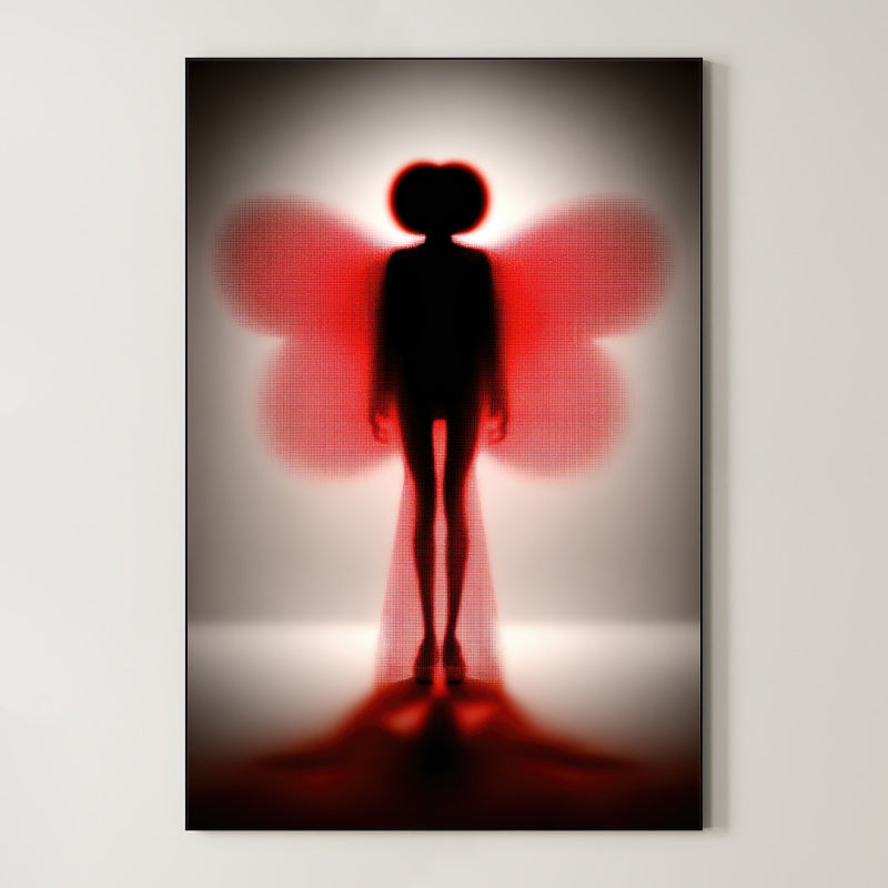 Crimson Silhouette – Surreal Minimalist Wings Wall Art 543 Main image