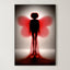 Crimson Silhouette – Surreal Minimalist Wings Wall Art 543