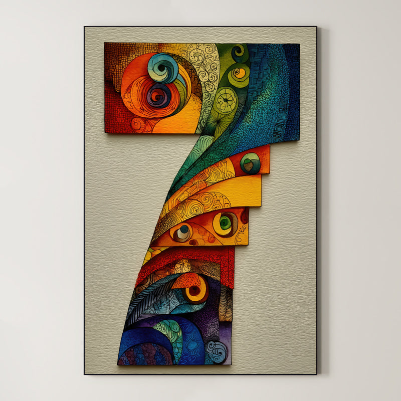 Mosaic Number Seven – Surreal Graphic Symbol Wall Art 248