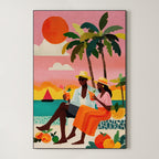 Sunset Cocktails – Surreal Tropical Graphic Couple Wall Art 458